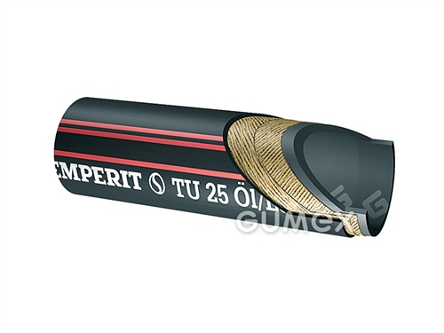 Tlakosací hadice pro oleje a benziny TU 25, 6/14mm, 25bar, NBR/NBR-EPDM, -40°C/+80°C, černá/červené proužky